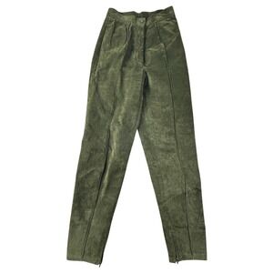 Danier Suede Pants Womens 6 Olive Green High Rise Slim Lined Trousers